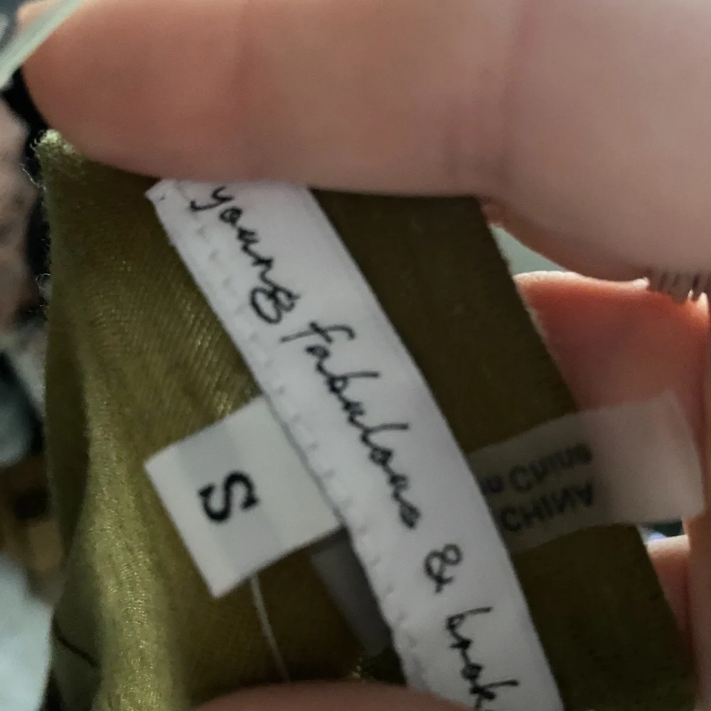 NWT Young Fabulous & Broke Olive Green Button Dwn